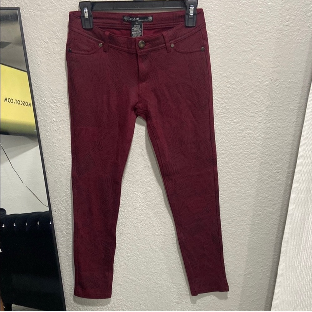 Ashley By 26 International Women's Burgundy Ankle Jeans